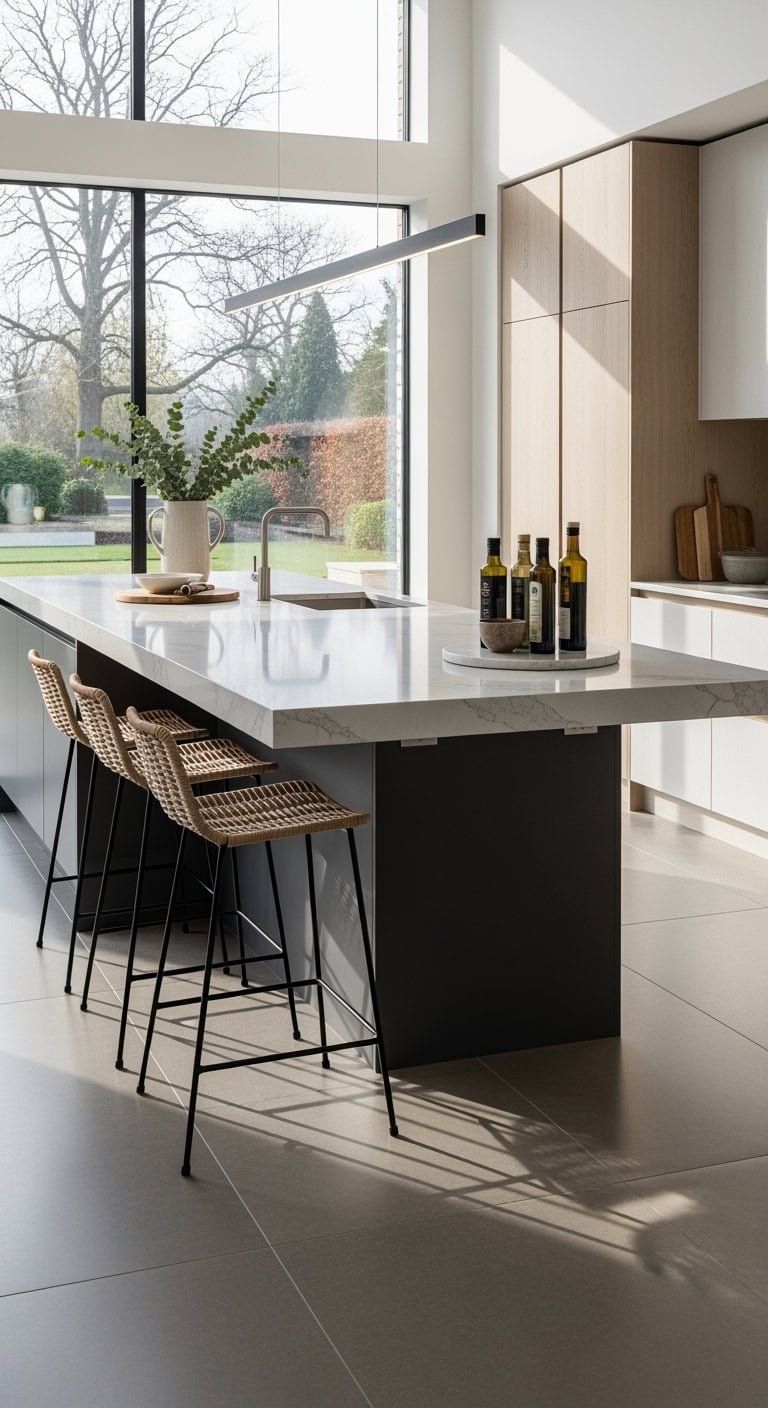 cantilevered floating breakfast bar