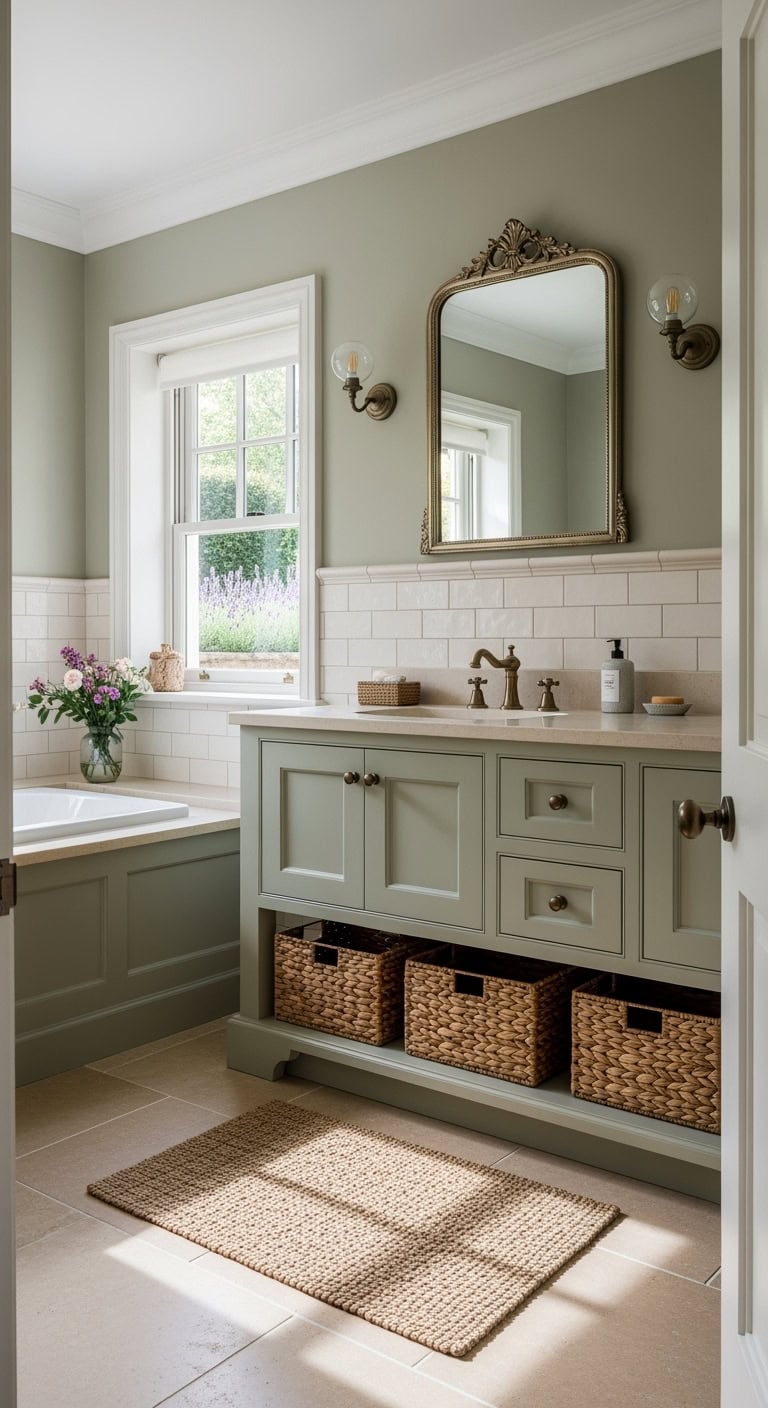 celadon green french bathroom