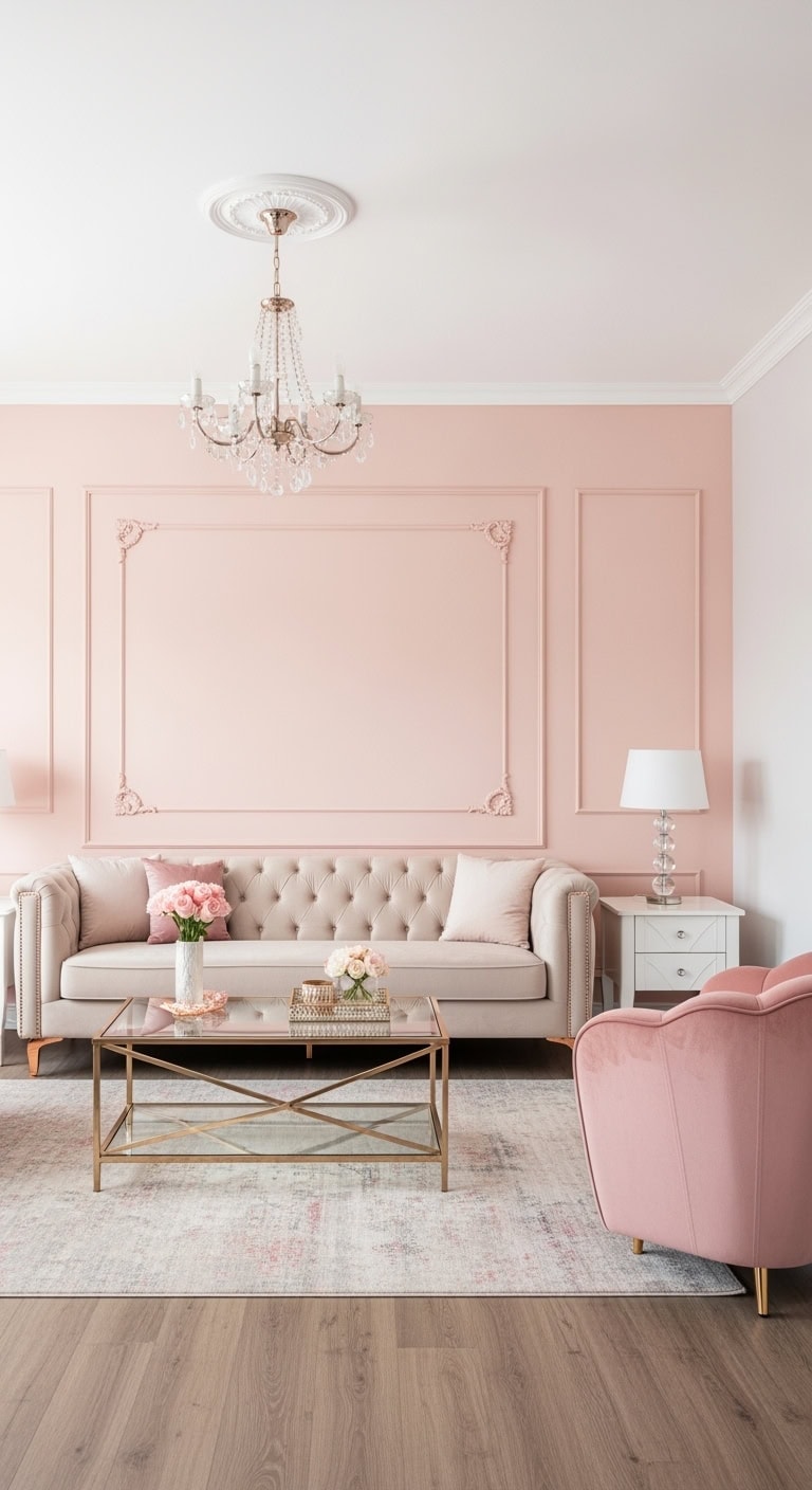 champagne blush glamorous feminine lounge