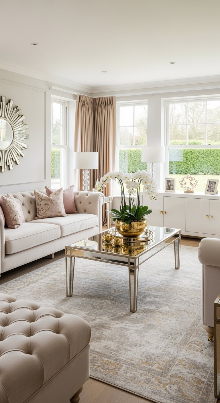 champagne glam beige tufted elegance