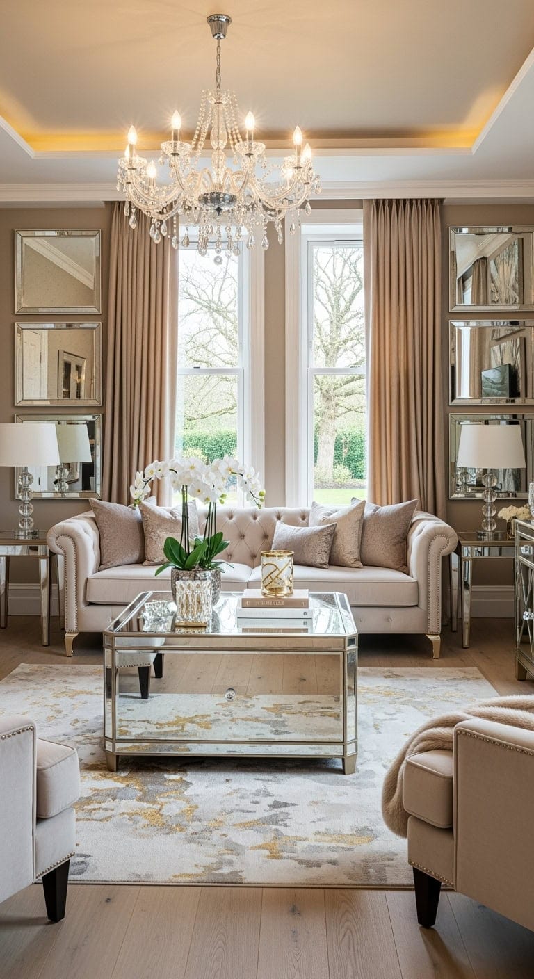 champagne silk mirrored glamour