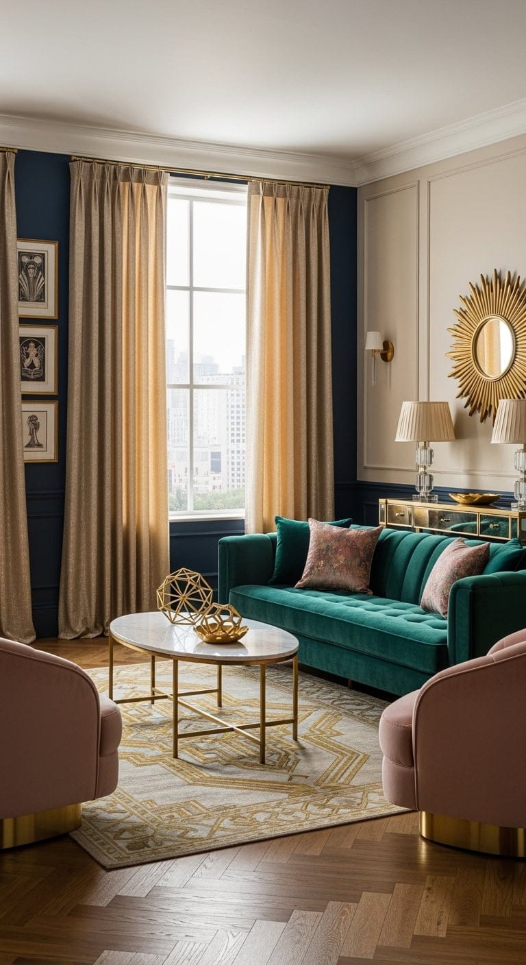 champagne threaded art deco luxe