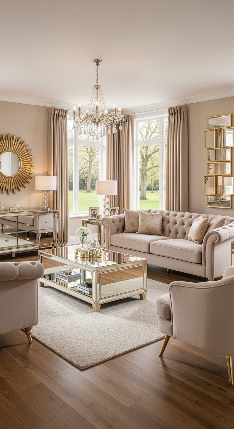 champagne velvet mirrored glamour