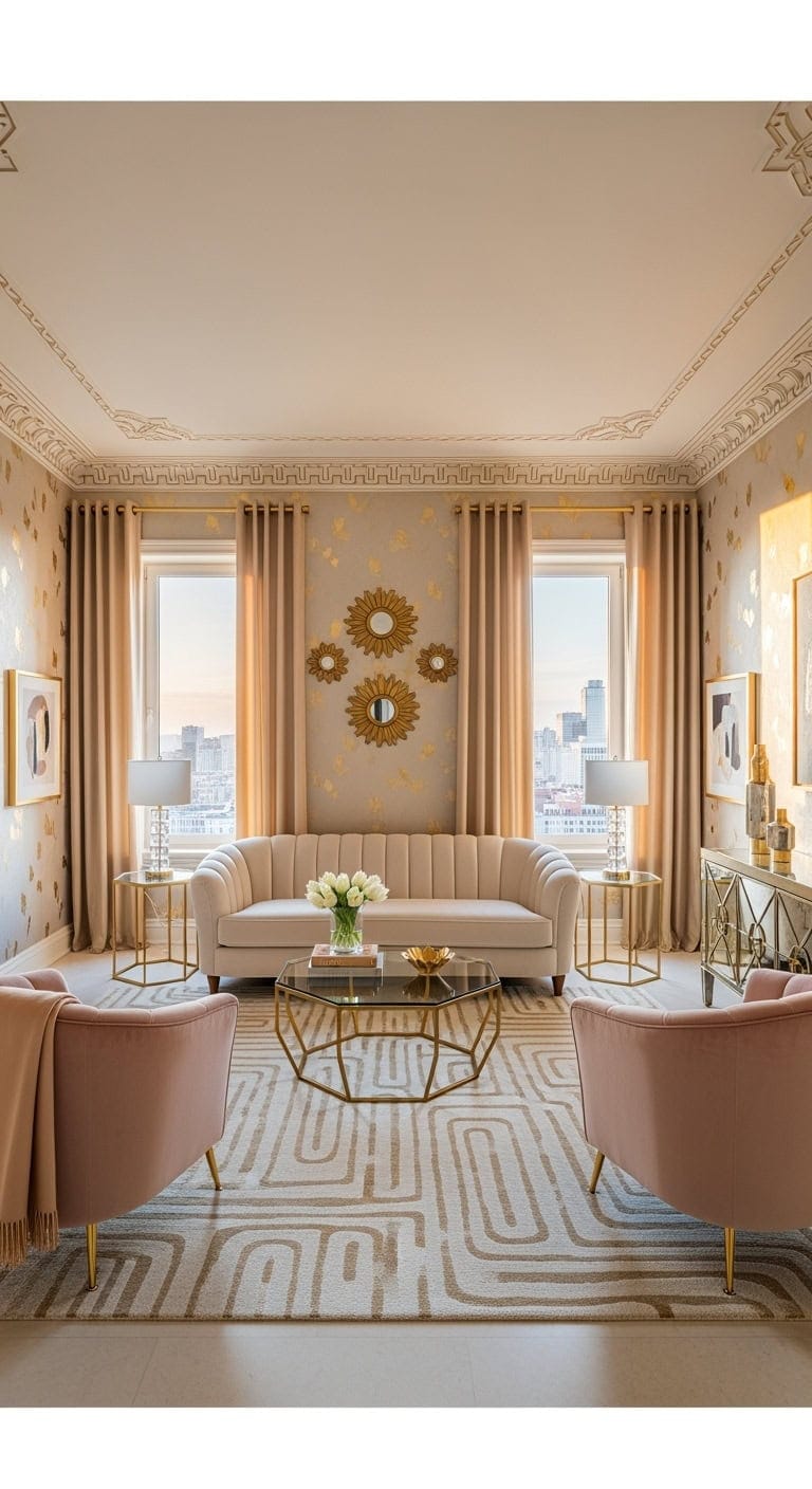 champagne walls with goldleaf