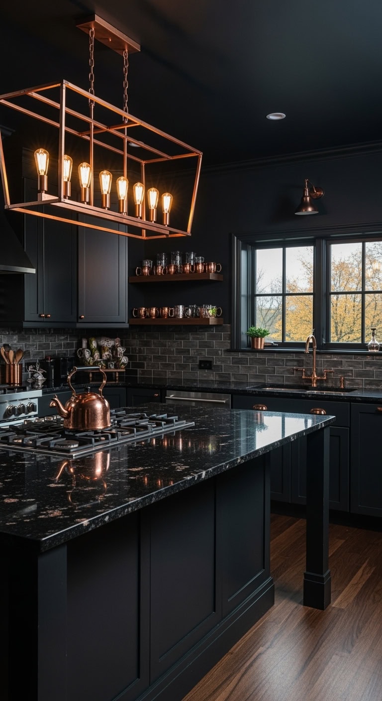 charcoal gothic copper kitchen