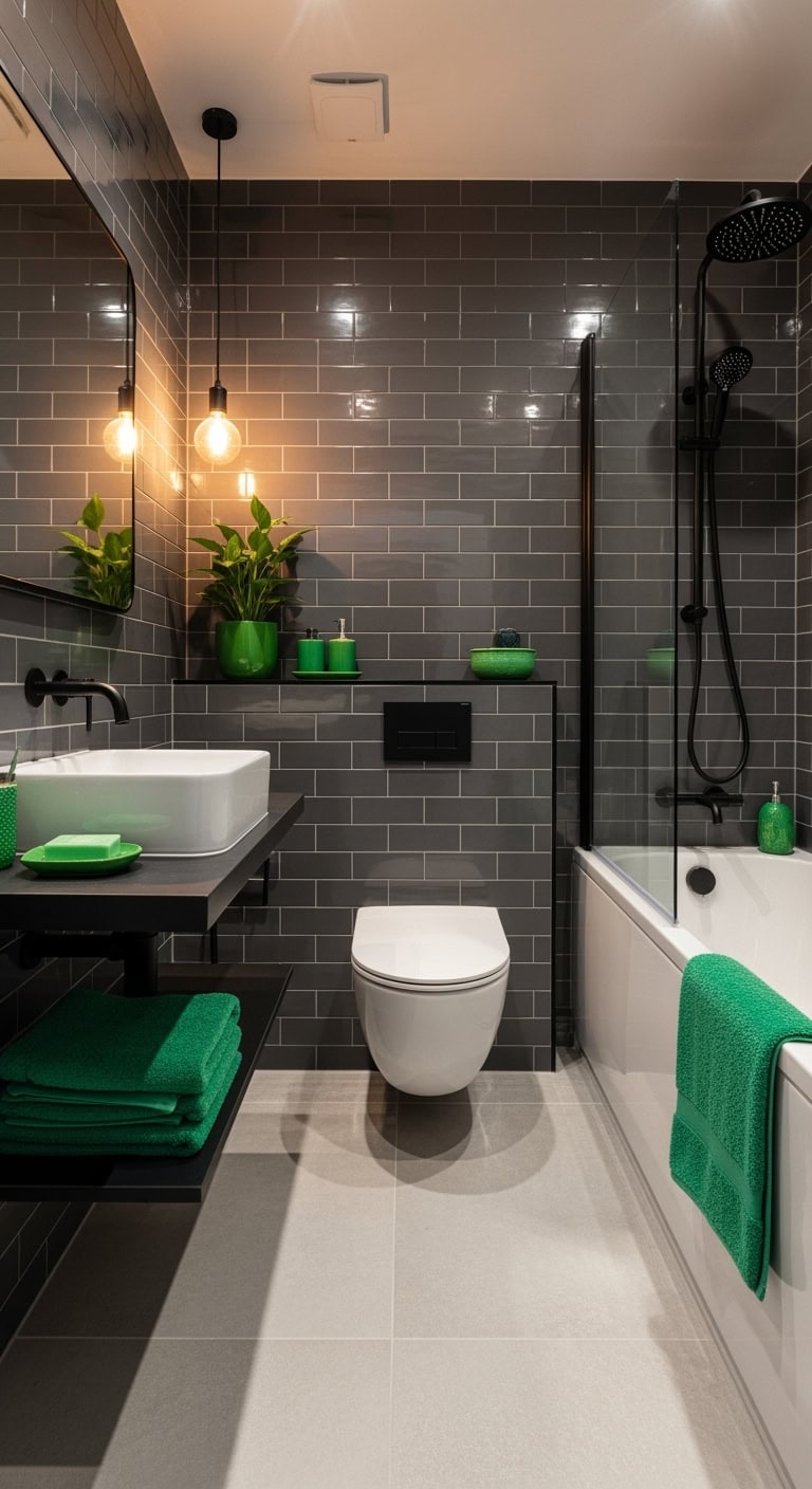 charcoal tiles jade accents