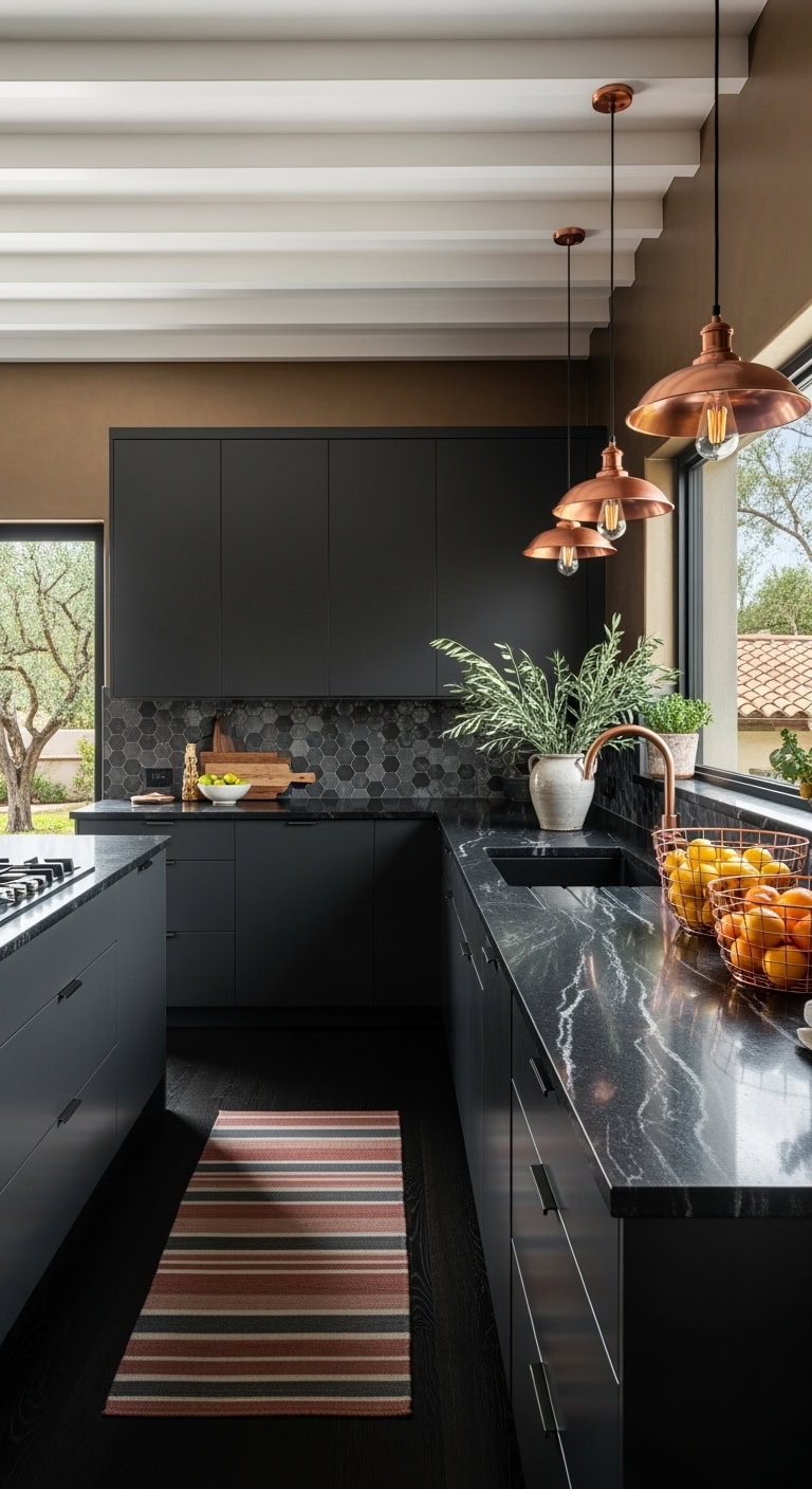 charcoal tiles with copper