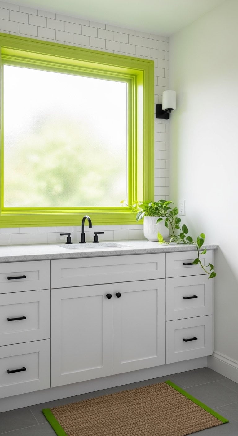 chartreuse window trim makeover