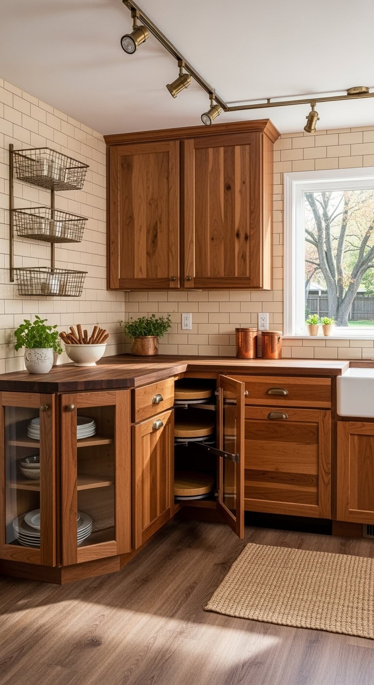 cinnamon l shaped corner cabinets