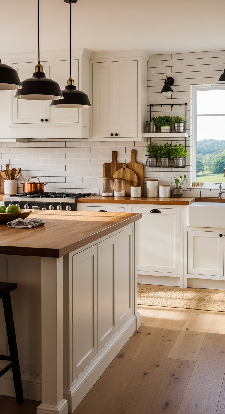 classic white subway backsplash