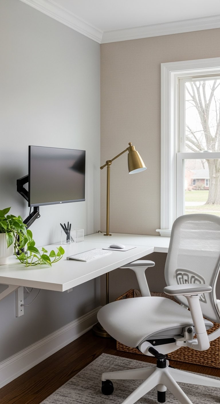 clean minimalist corner workspace