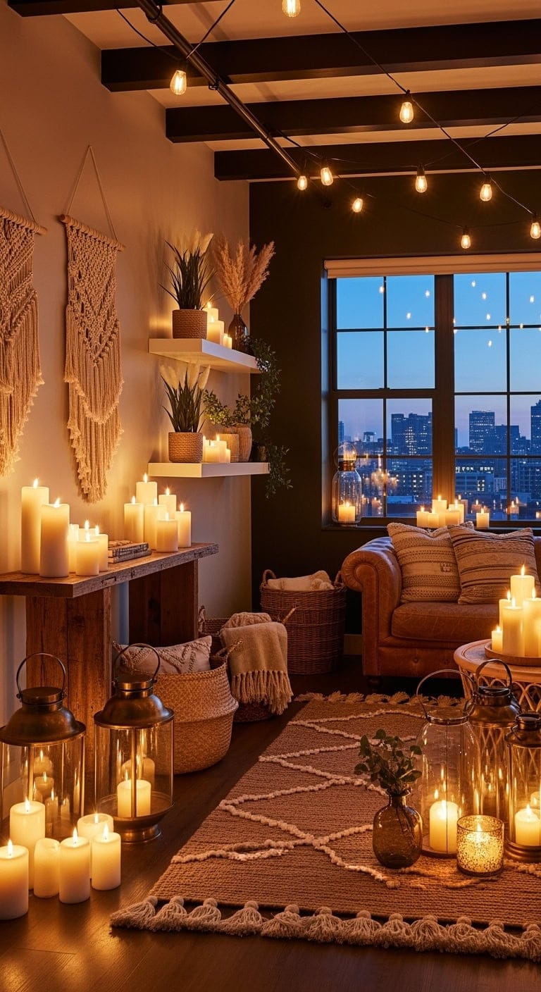 clustered led pillar candles