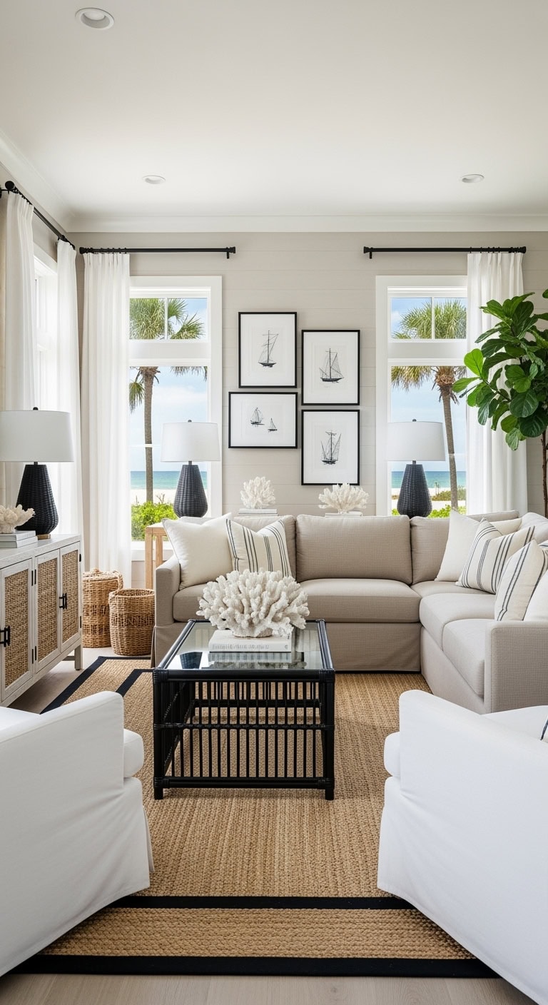 coastal beige with black accents