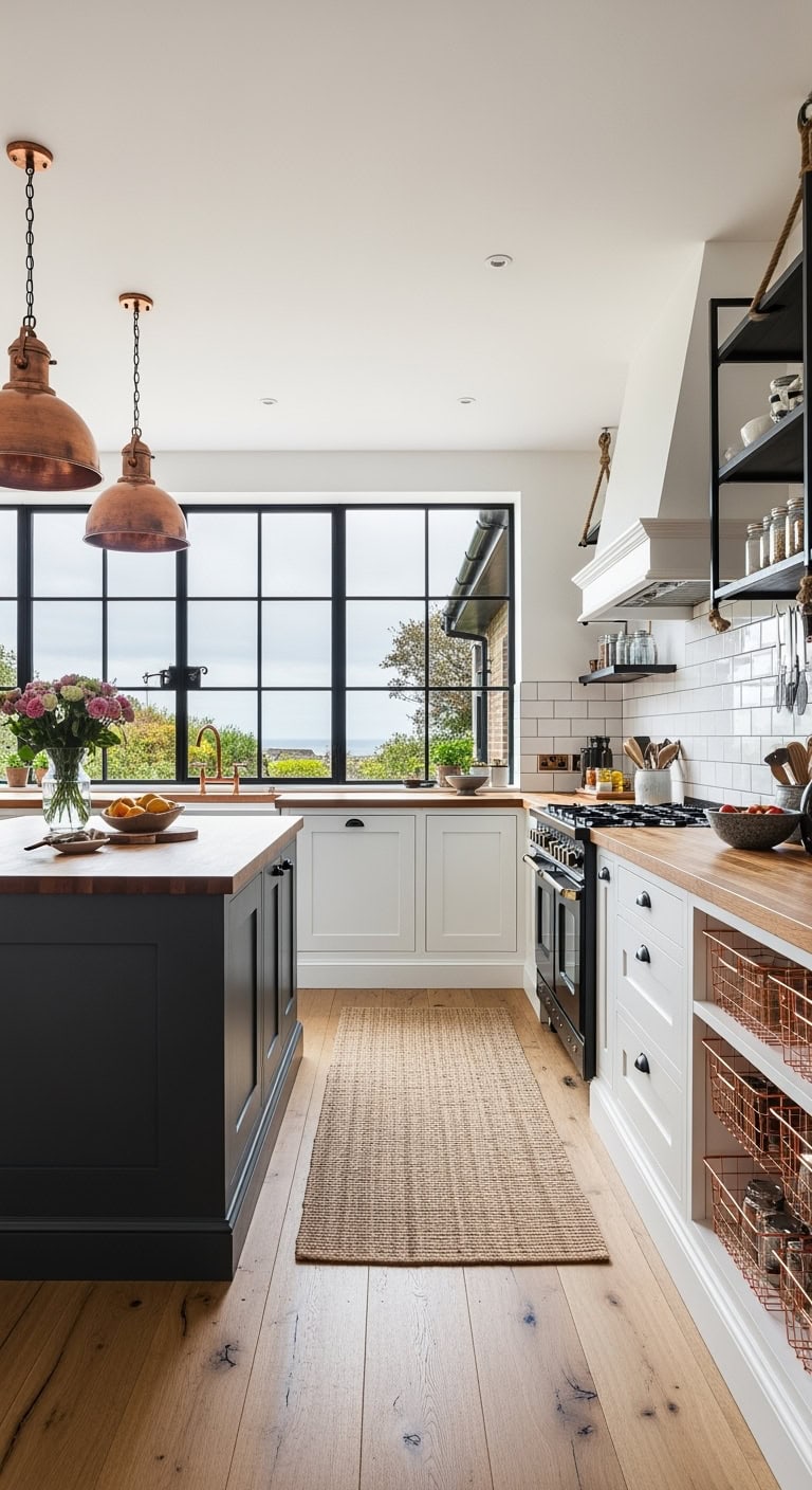 coastal industrial black copper accents