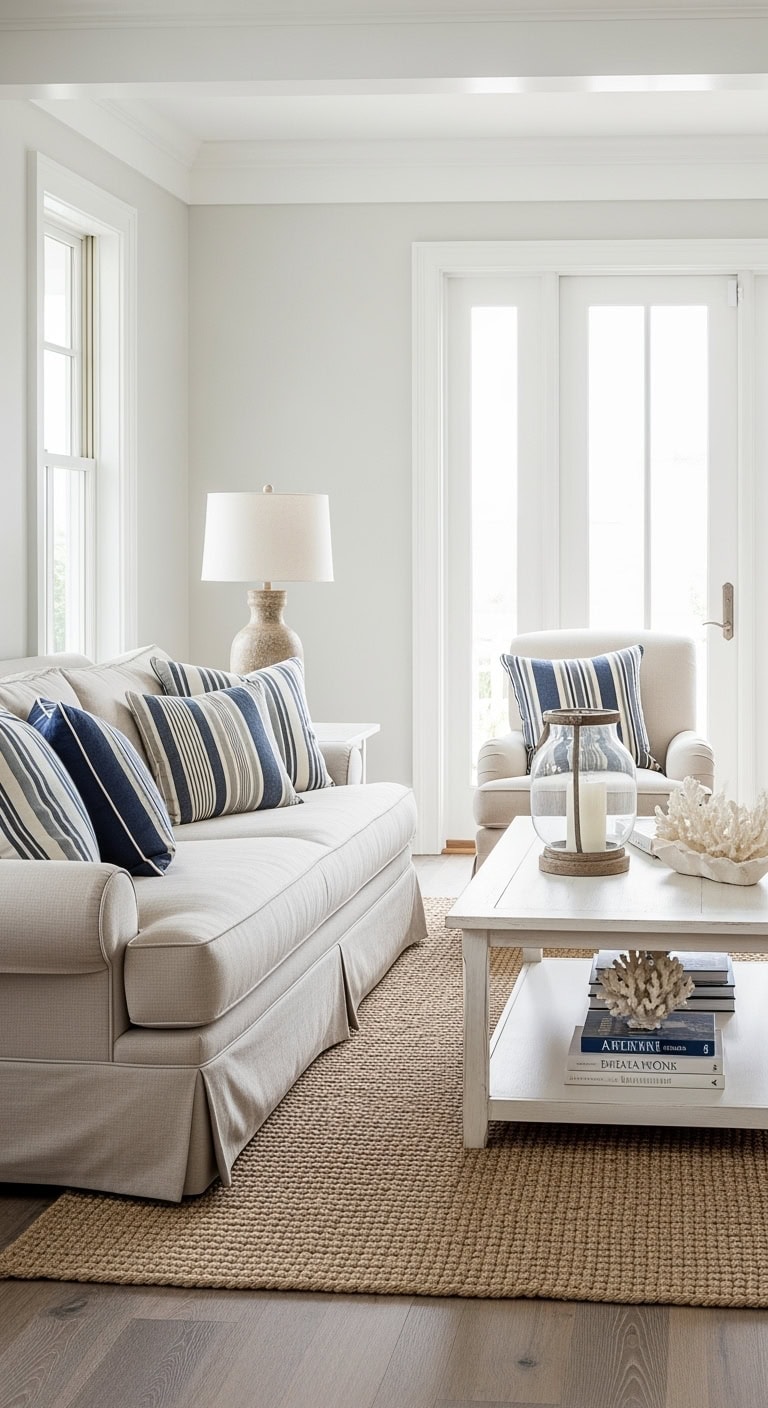 coastal navy striped natural textures