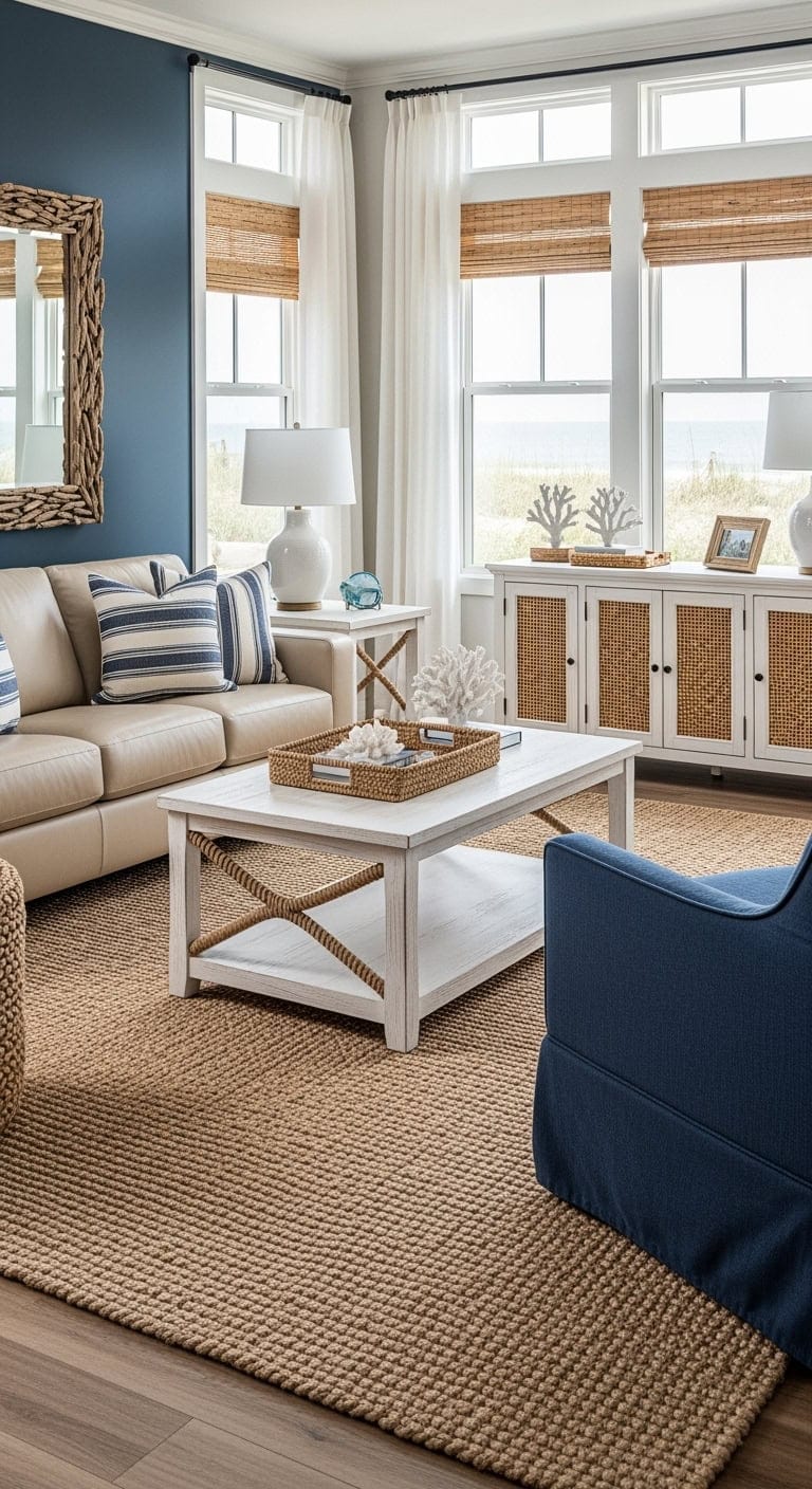 coastal sand and navy living