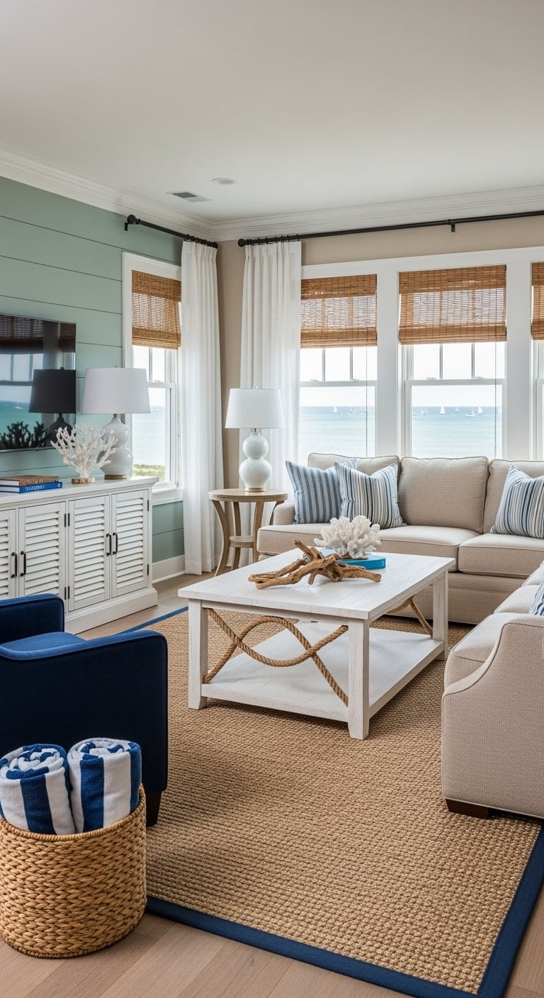 coastal sand blue accents