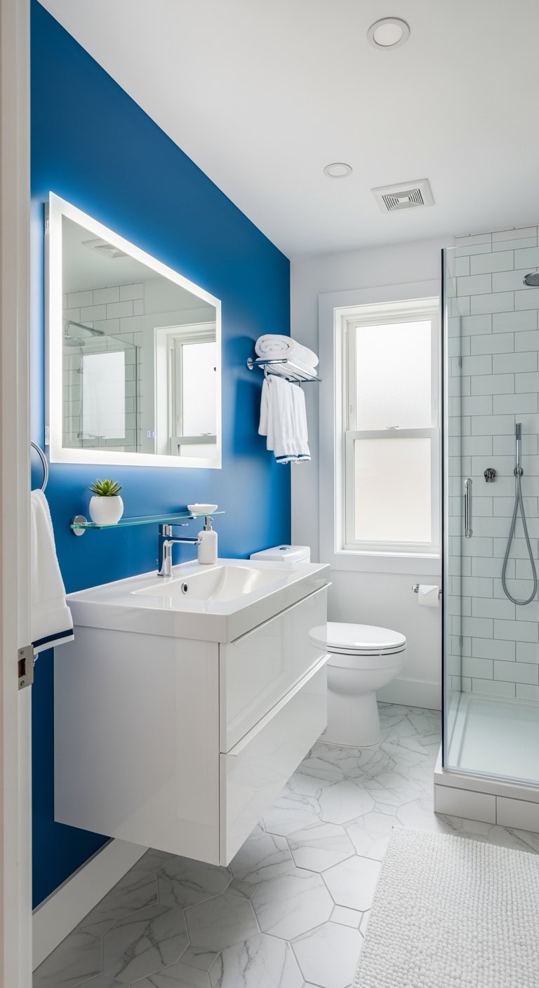 cobalt blue boutique bathroom