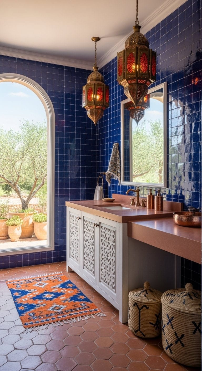 cobalt zellige with terracotta