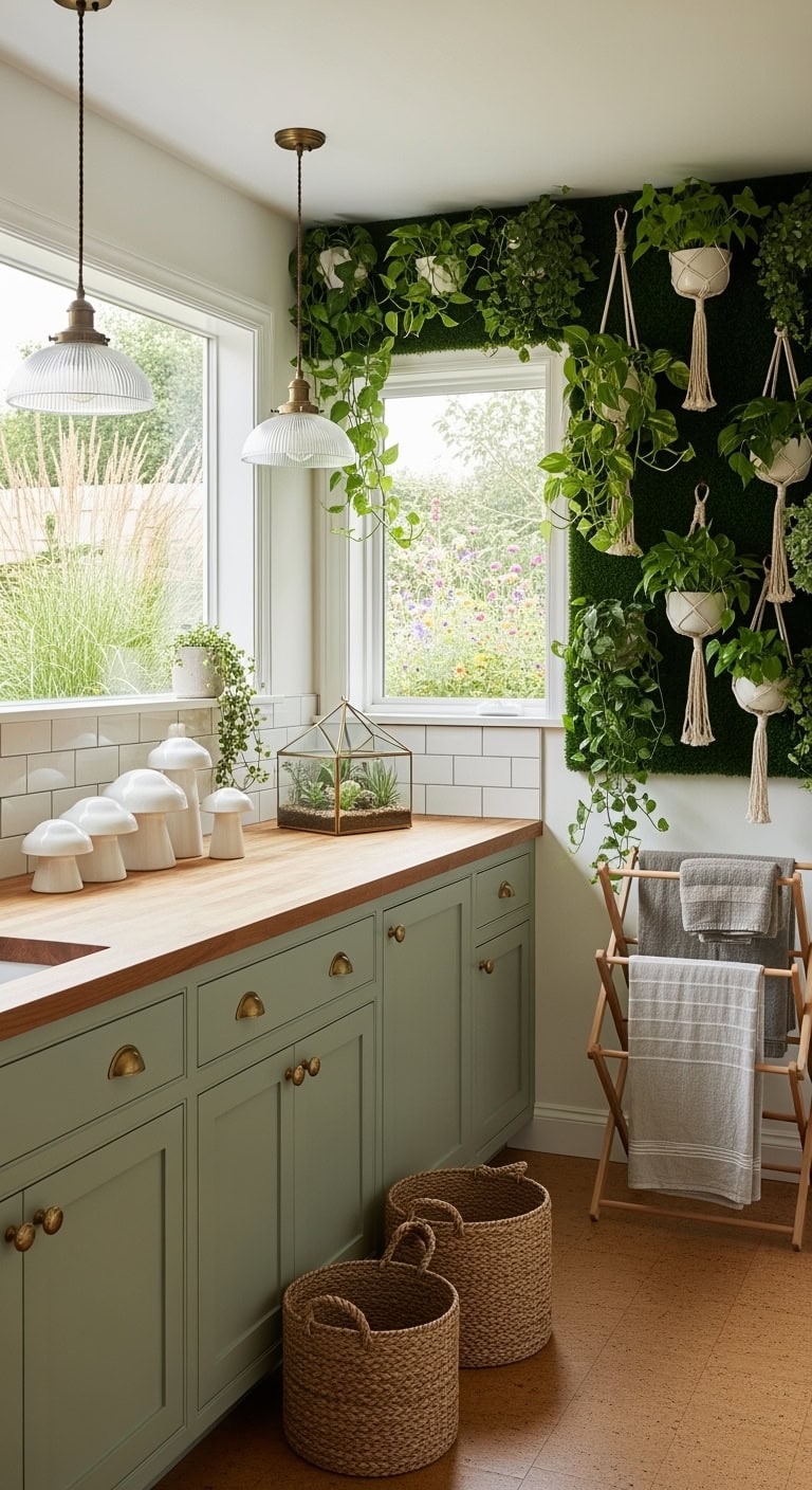 cottagecore greenhouse laundry nook