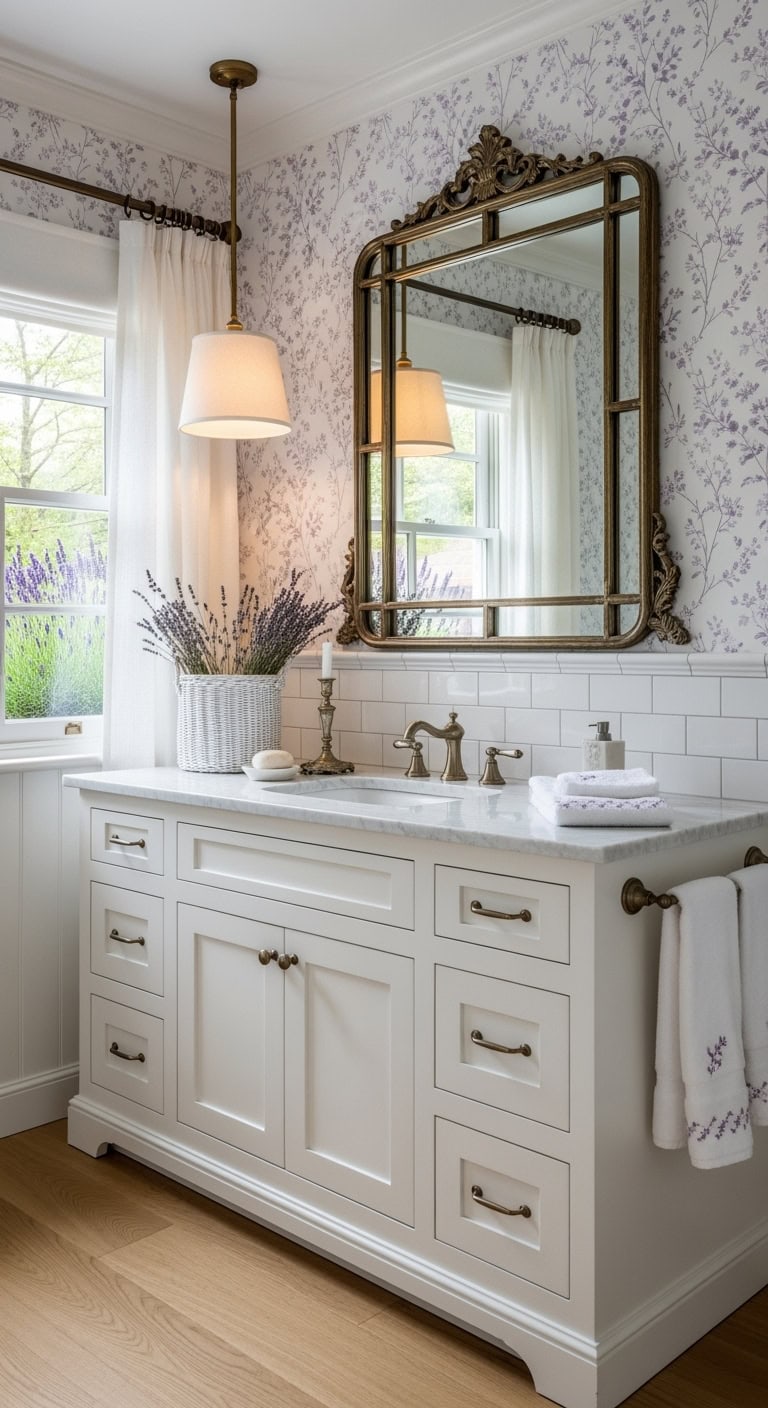 cottagecore lavender vintage mirror