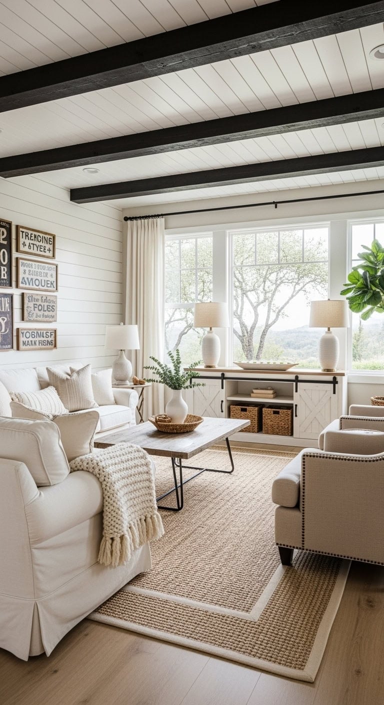 cozy beige shiplap farmhouse