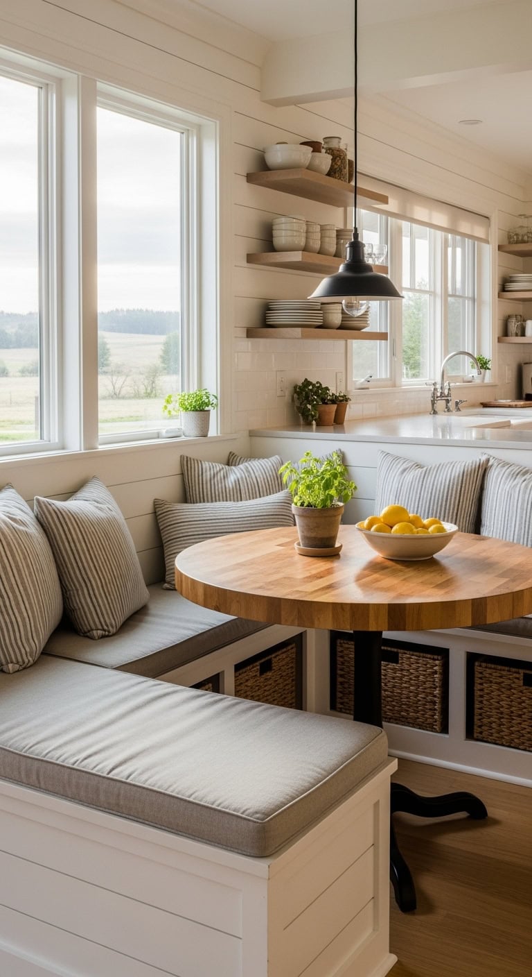 cozy built in corner banquette