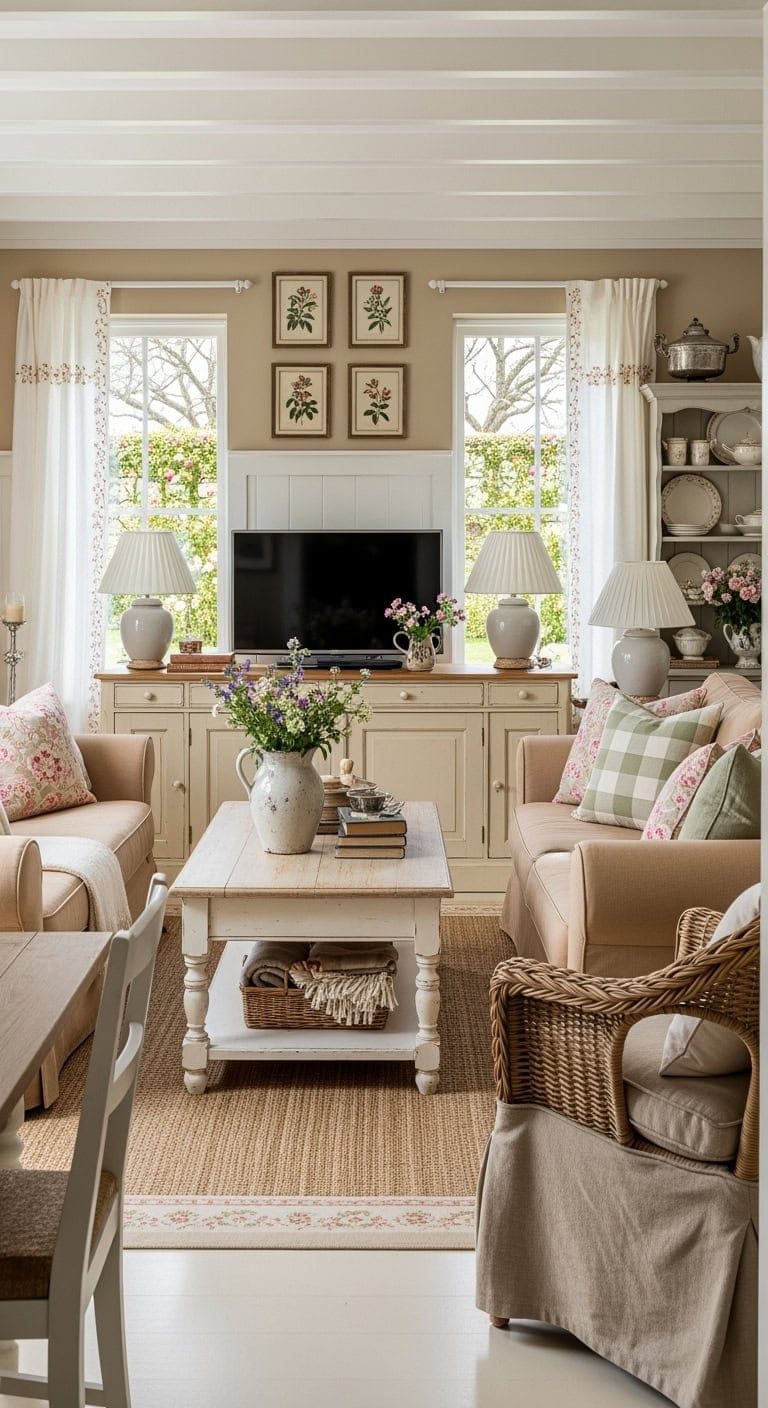 cozy cottage slipcovered floral