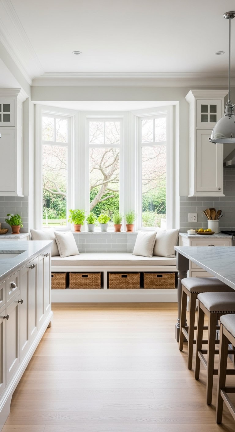 cozy curved kitchen window