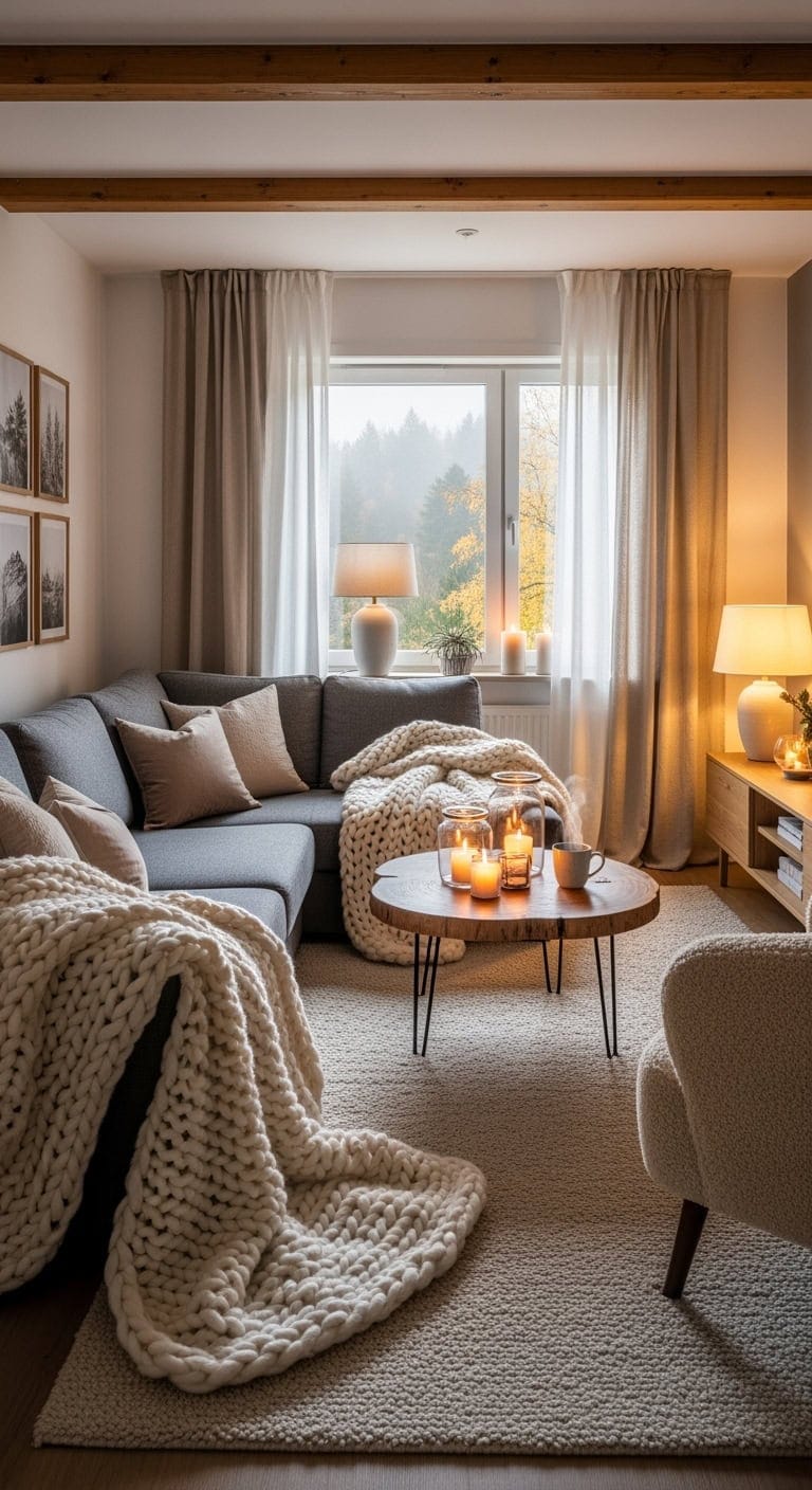 cozy layered neutral scandinavian retreat