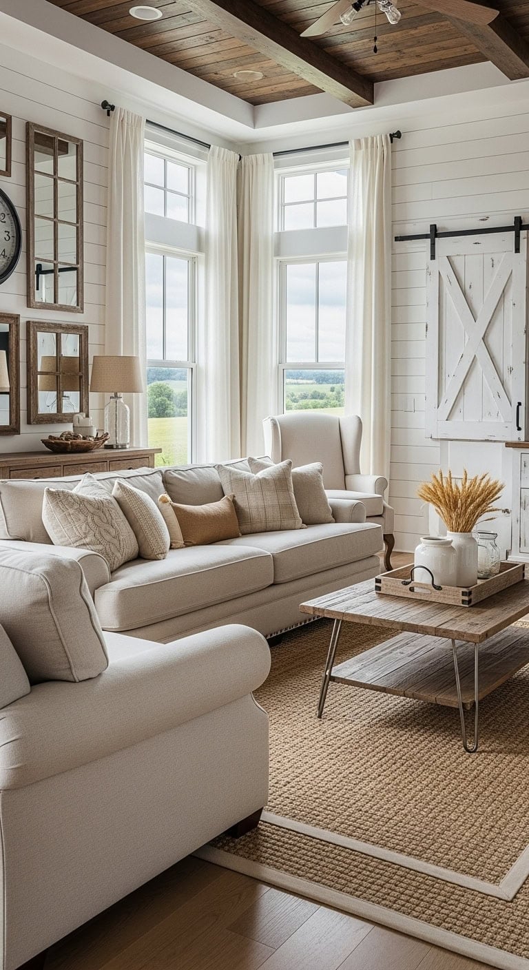 cozy modern farmhouse livingroom