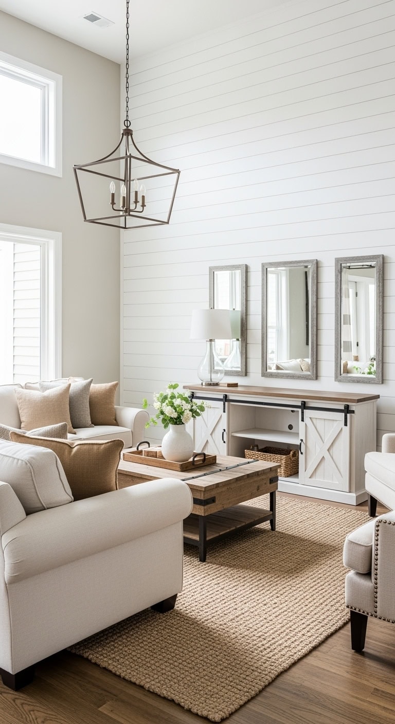 cozy modern farmhouse livingroom