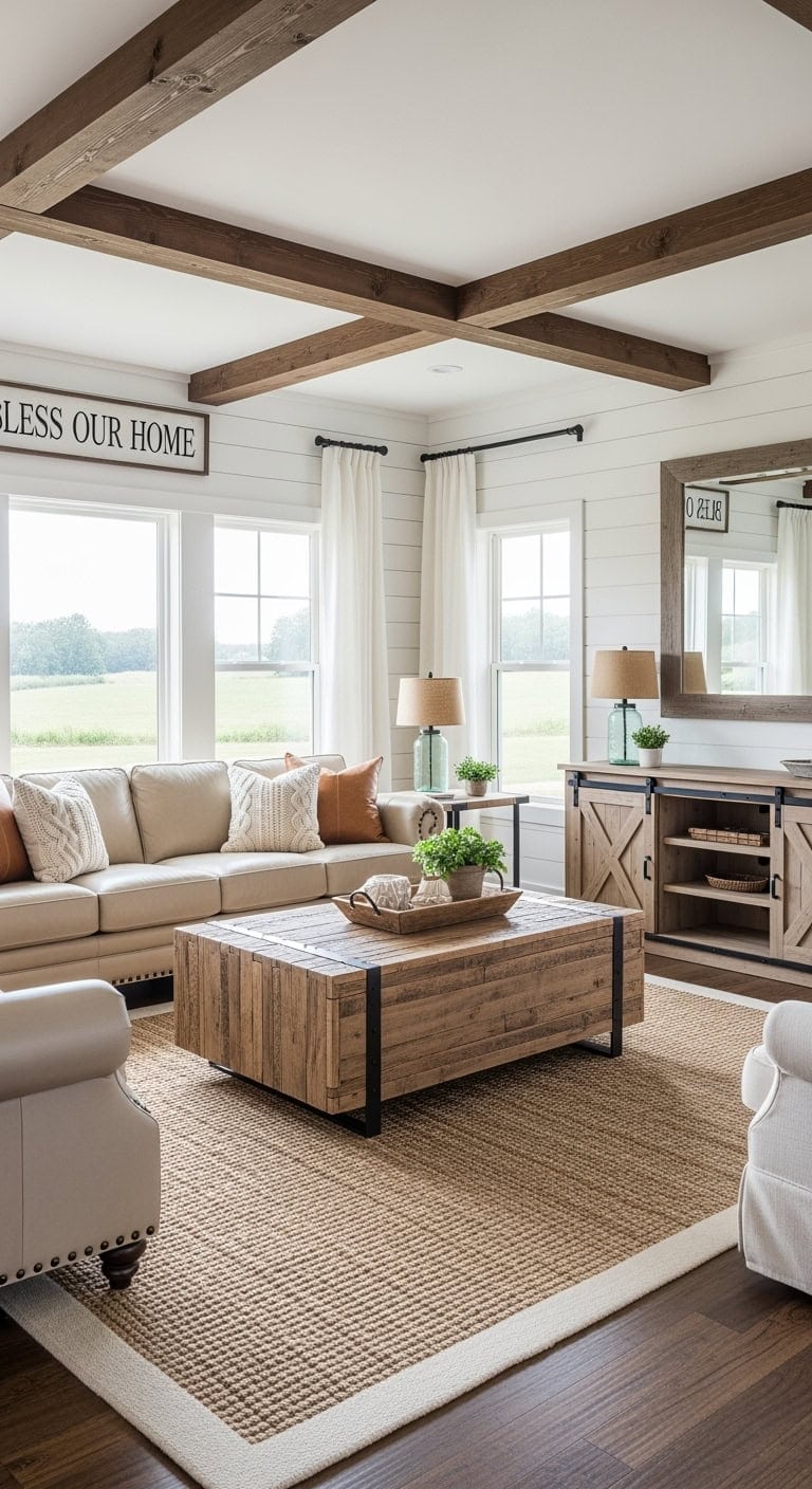 cozy modern farmhouse livingroom