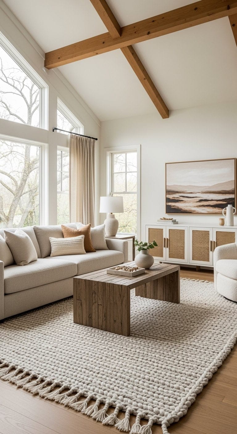 cozy oatmeal chunky knit rug