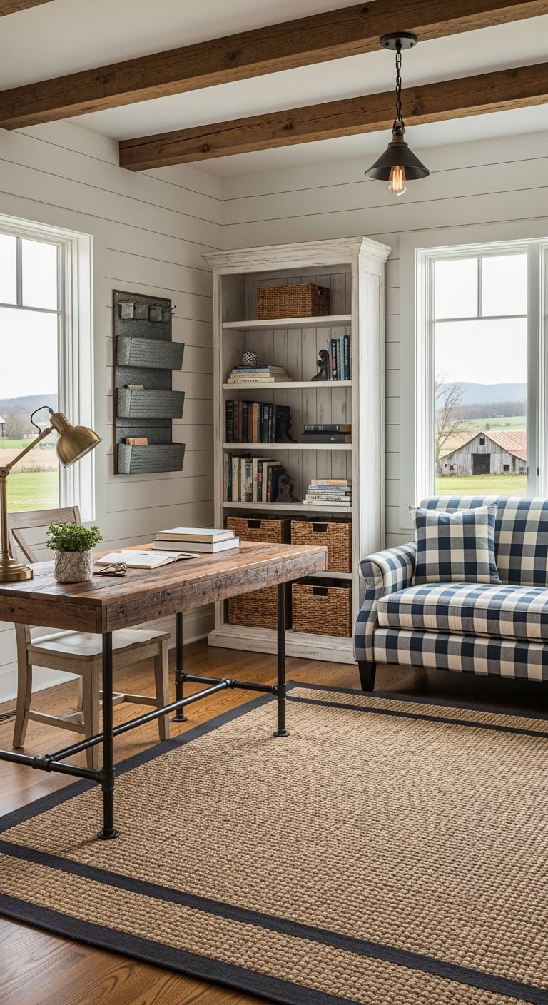 cozy reclaimed farmhouse office