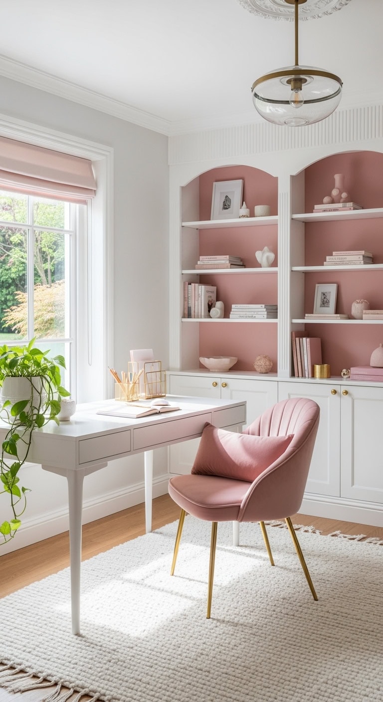 cozy refined blush minimalist workspace