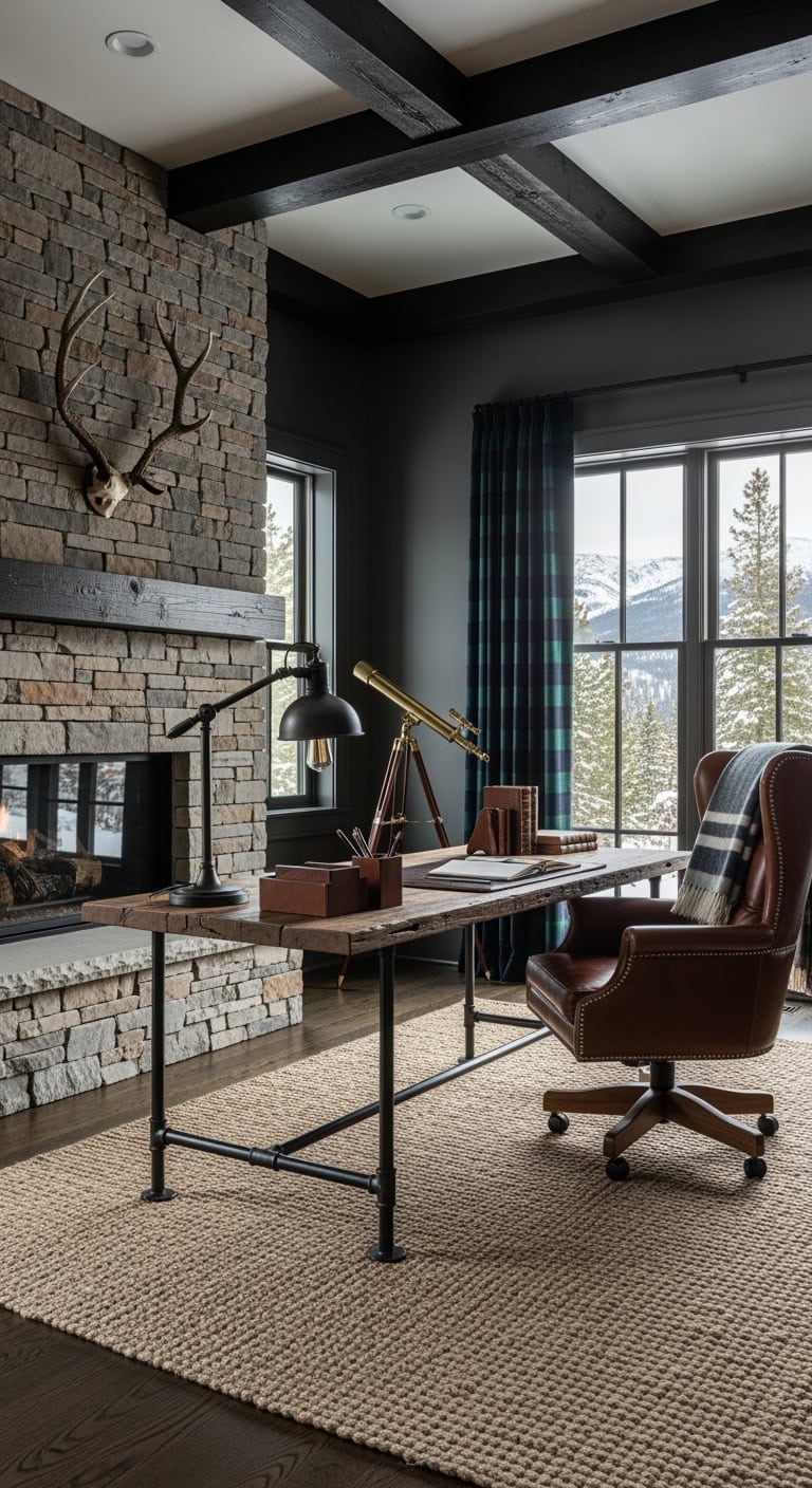 cozy rustic mountain office