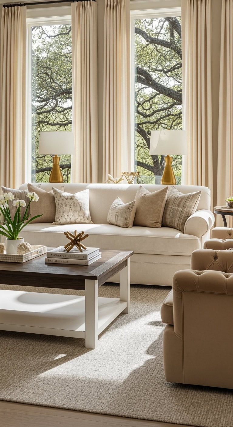 cream and beige living rooms