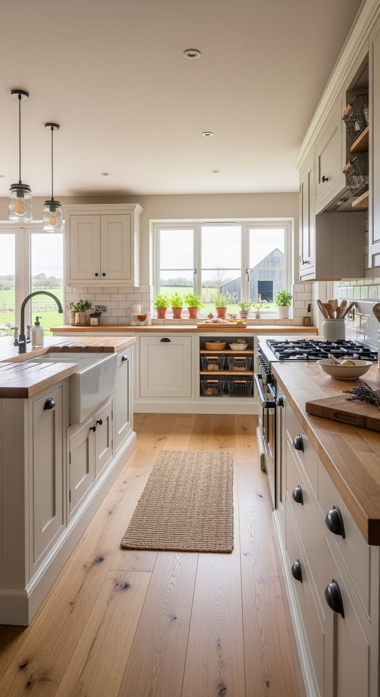 cream shaker cabinets black hardware