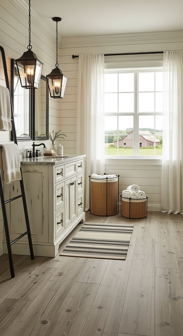 cream shiplap with blackiron