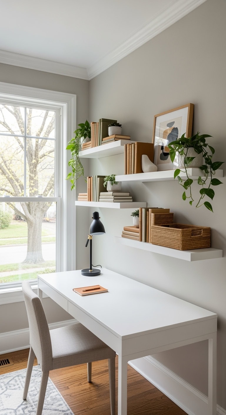 curated floating shelf styling