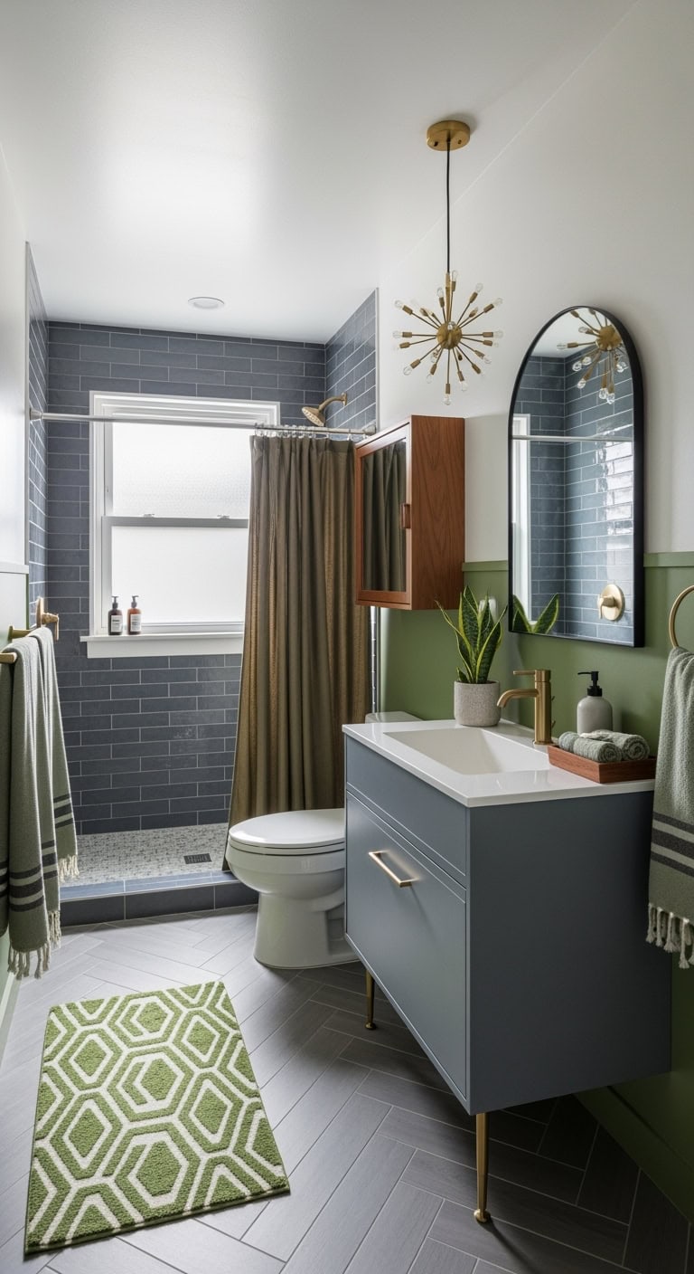 curated mid century vintage bathroom