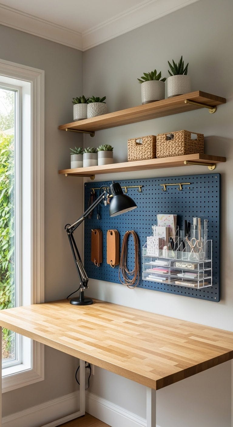 customizable pegboard workspace display