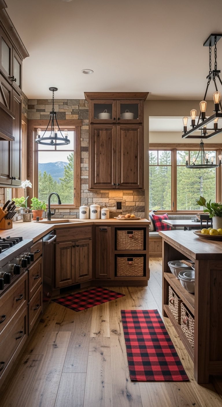dark stained alder lodge kitchen