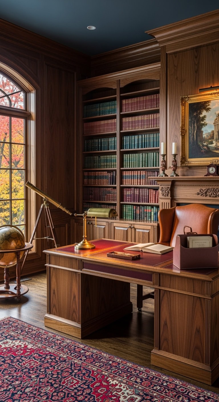 dark wood leather academia