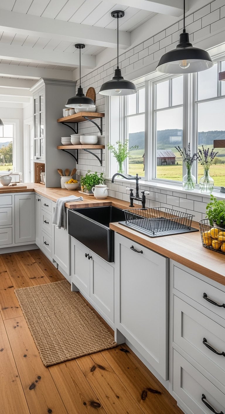 deep black farmhouse apron sink