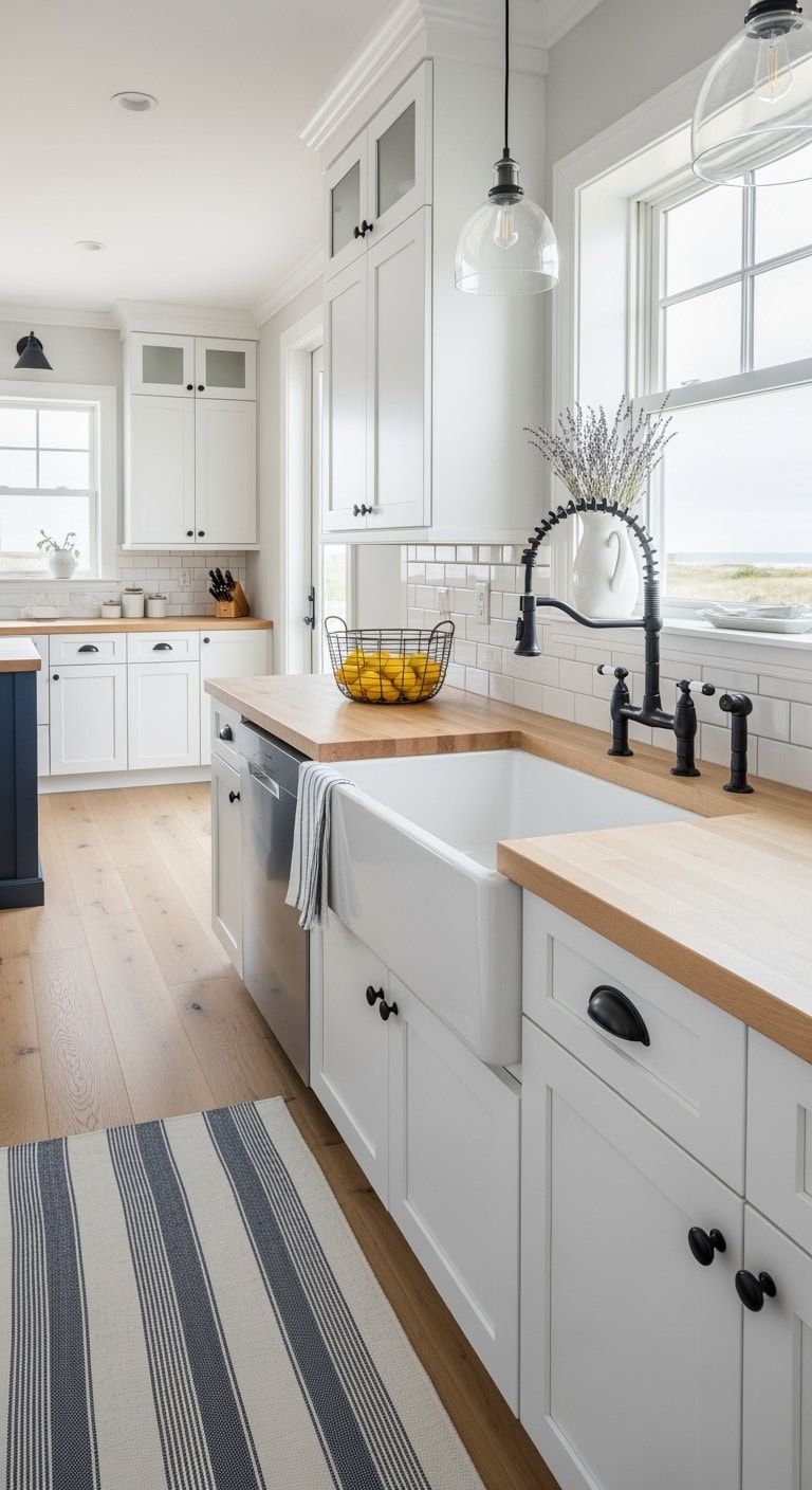 deep white apron front sink