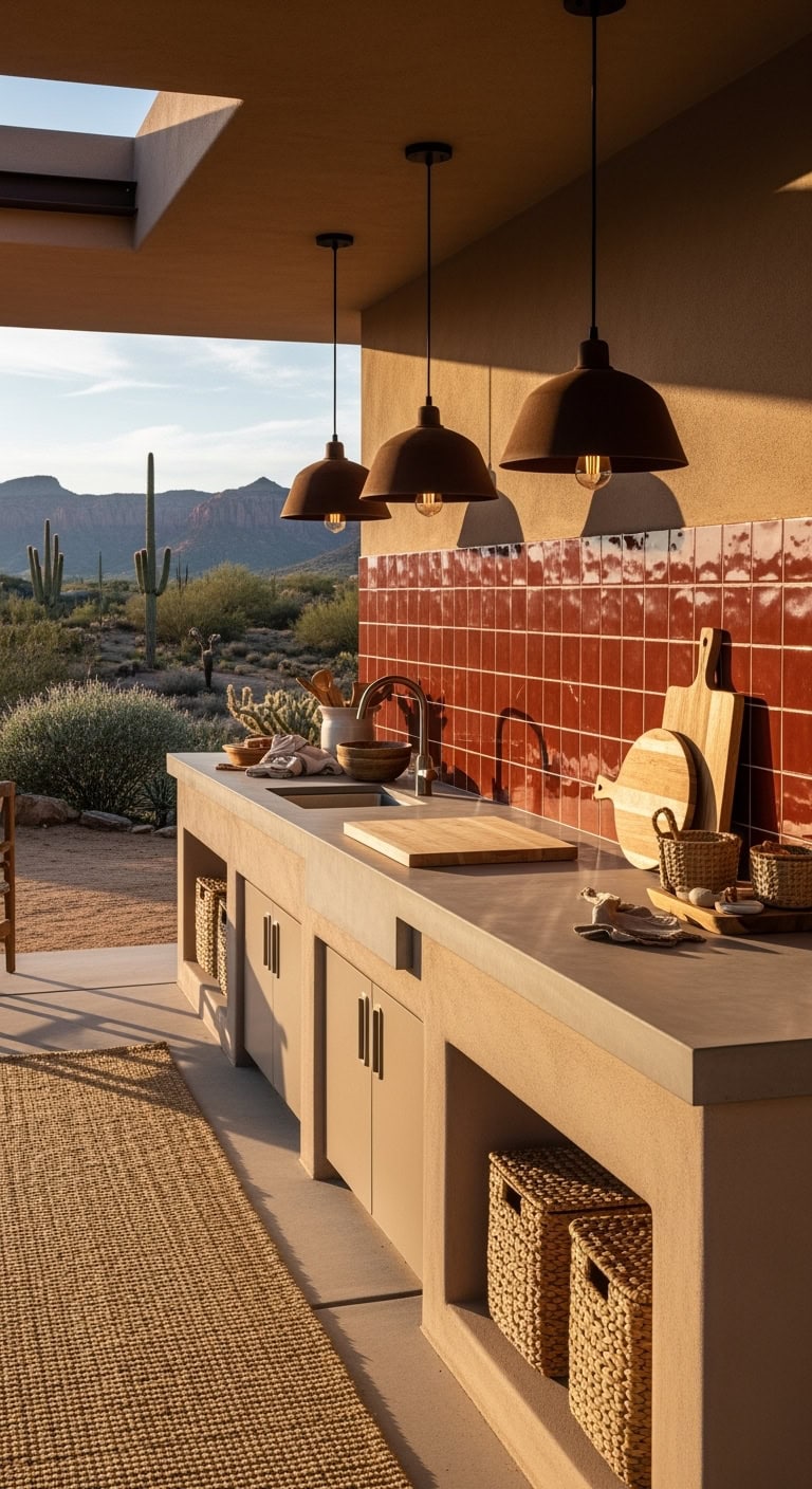 desert inspired modern outdoor kitchen
