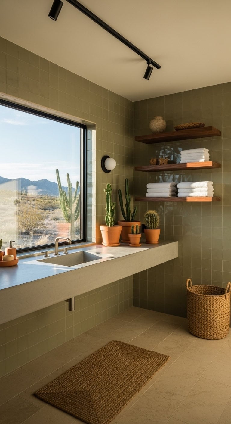 desert modern dusty olive bathroom
