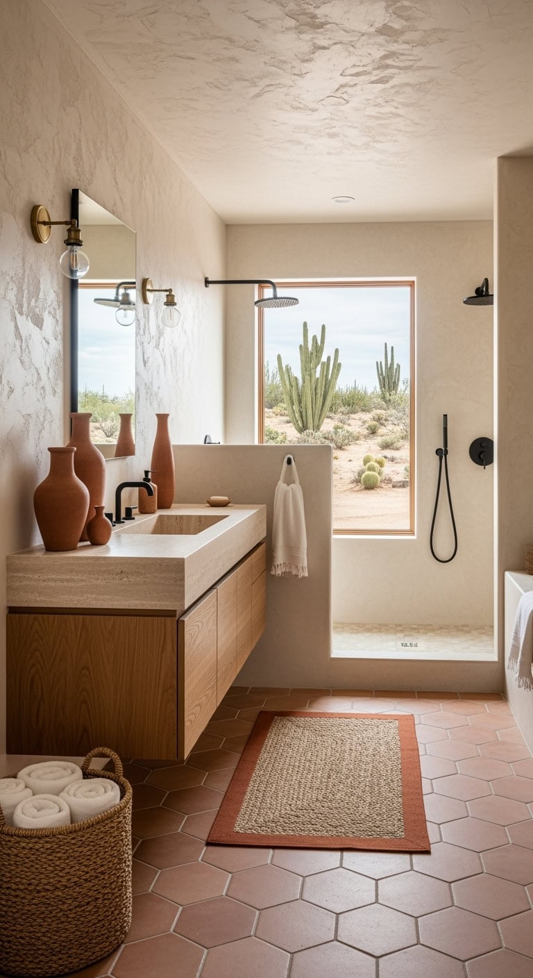 desert modern terracotta bathroom